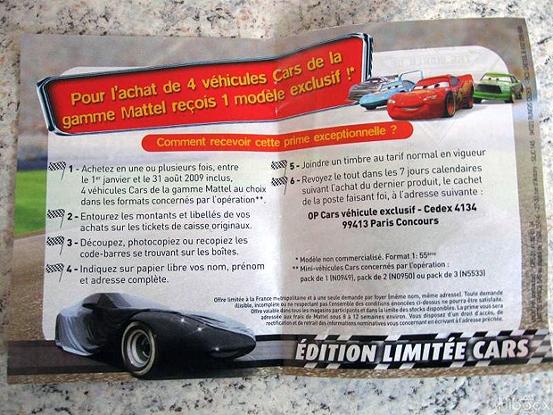 Take Five a Day » Blog Archive » Mattel Disney Pixar Diecast CARS: Buy CARS,  Get a FREE CAR Comes to France!