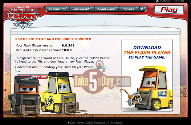 Take Five a Day » Blog Archive » Disney Pixar CARS: Fun Online CARS Games –  FREE