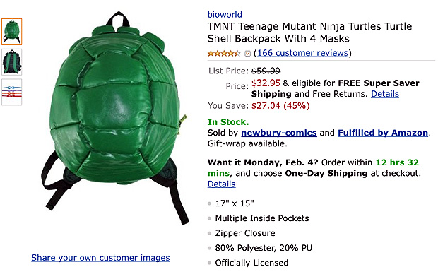 Bioworld Teenage Mutant Ninja Turtles Shell Backpack With Character Masks,  Green