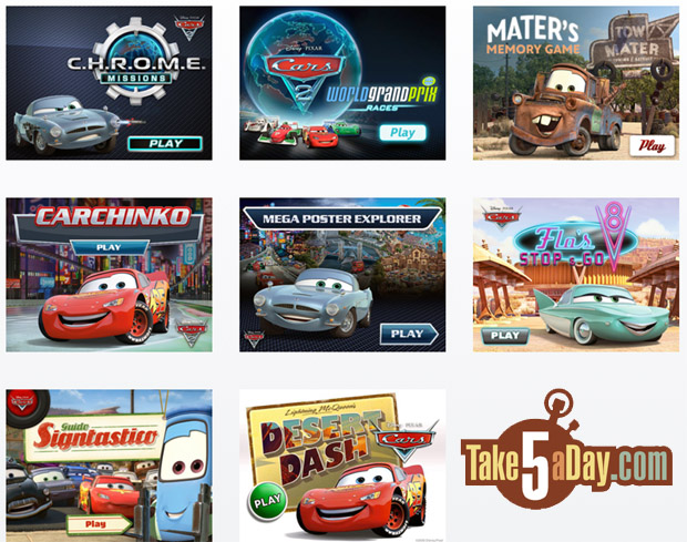 Take Five a Day » Blog Archive » Disney Pixar CARS: Fun Online CARS Games –  FREE