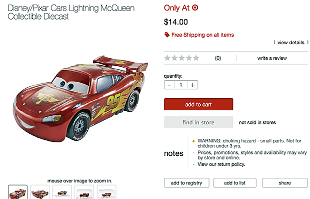 Radiator Springs Lightning McQueen Diecast Car Disney Cars