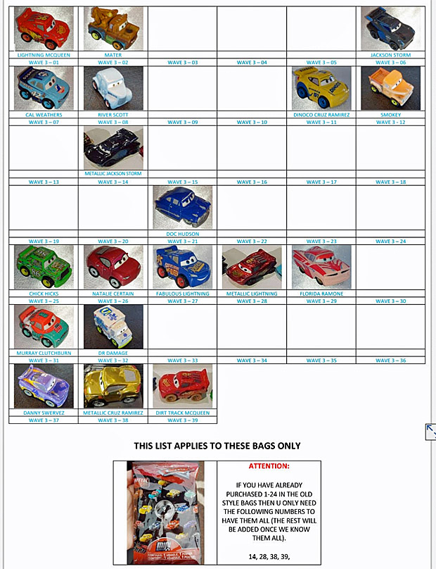 Cars 3 diecast list 2018 shop