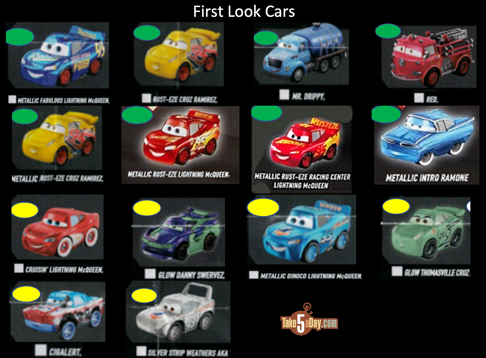 Printable Cars Mini Racers Checklist