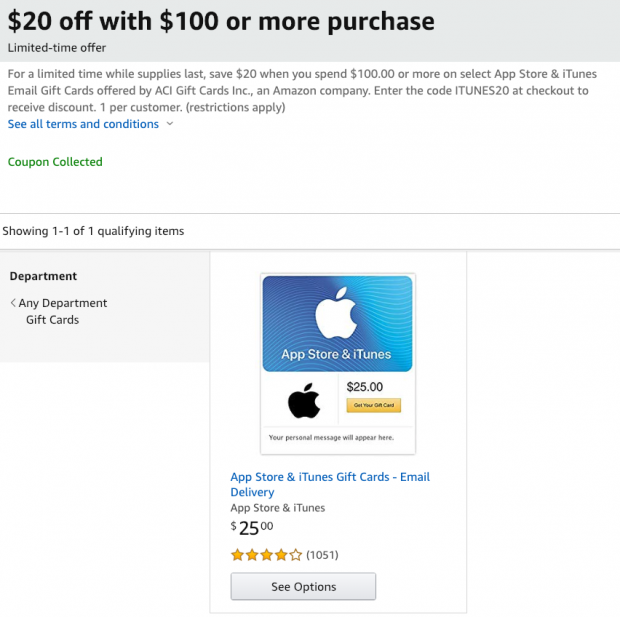 20% Discount on iTunes Gift Cards