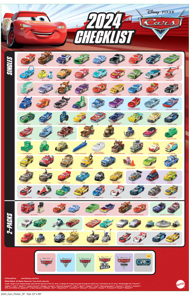 Cars diecast list top